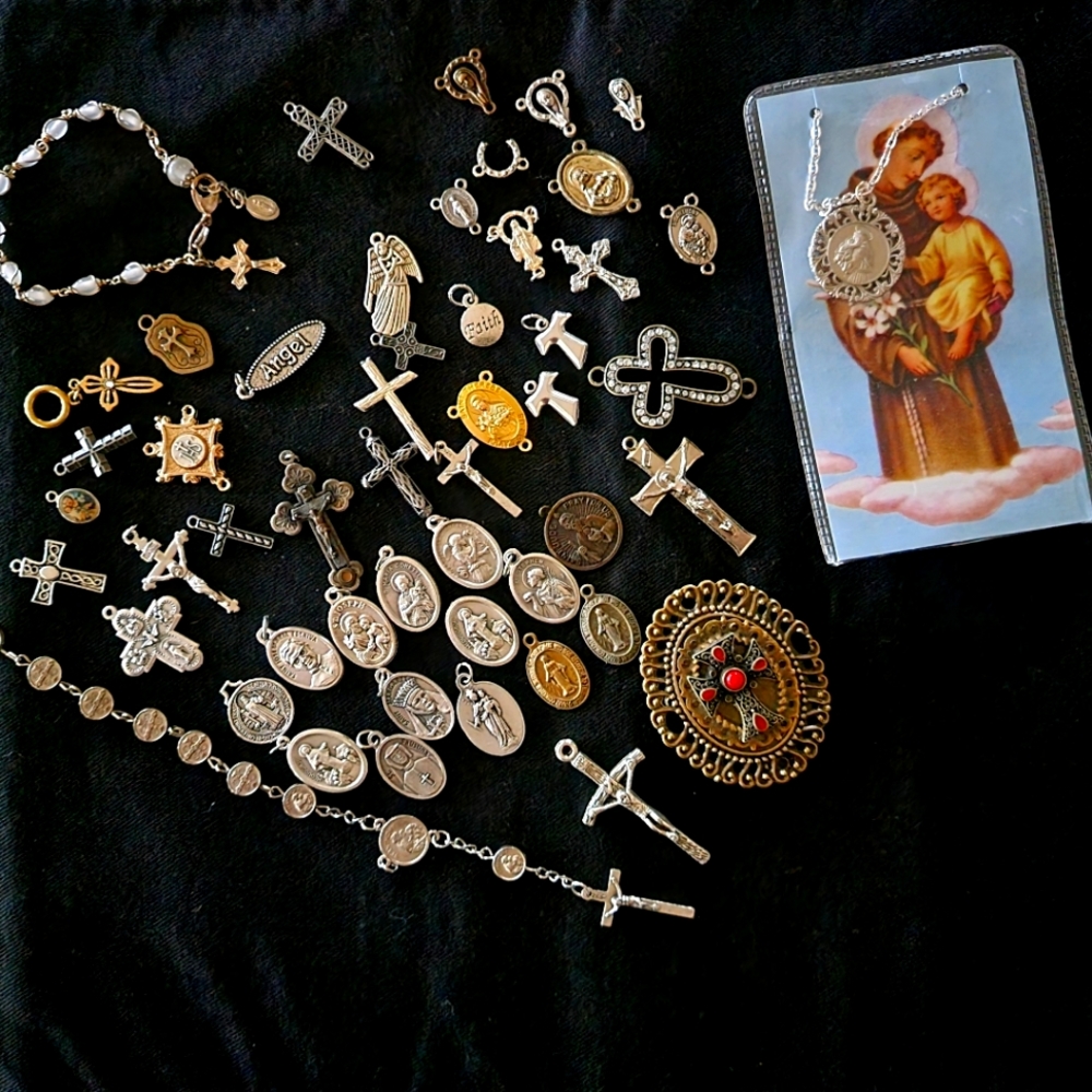 Jewelry Lot, Religious Medals, Bracelet, Rosary